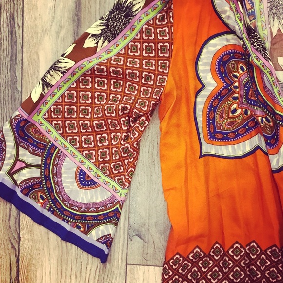 Patterned Colorful Kimono Robe Duster - Picture 5 of 8